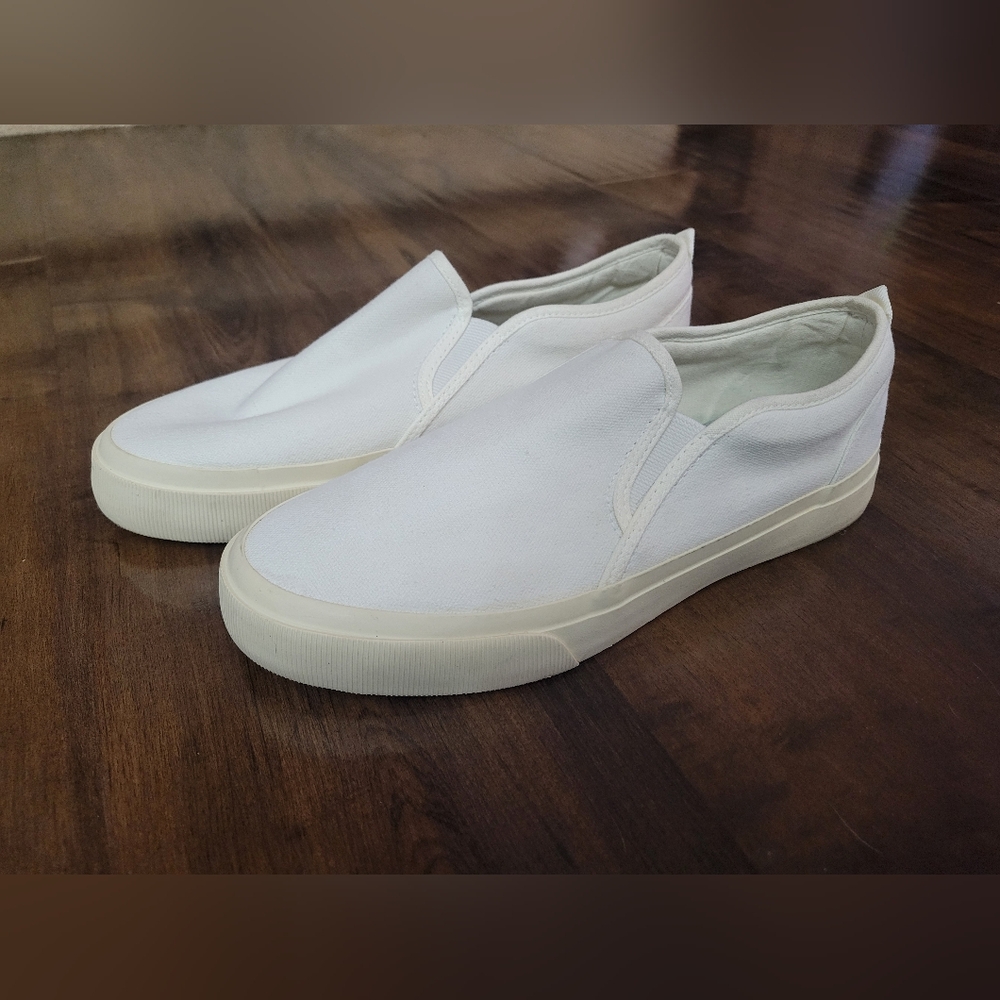 Everlane The Forever Slip On Canvas Sneakers Off White Shoes Unisex 9.5W 8M